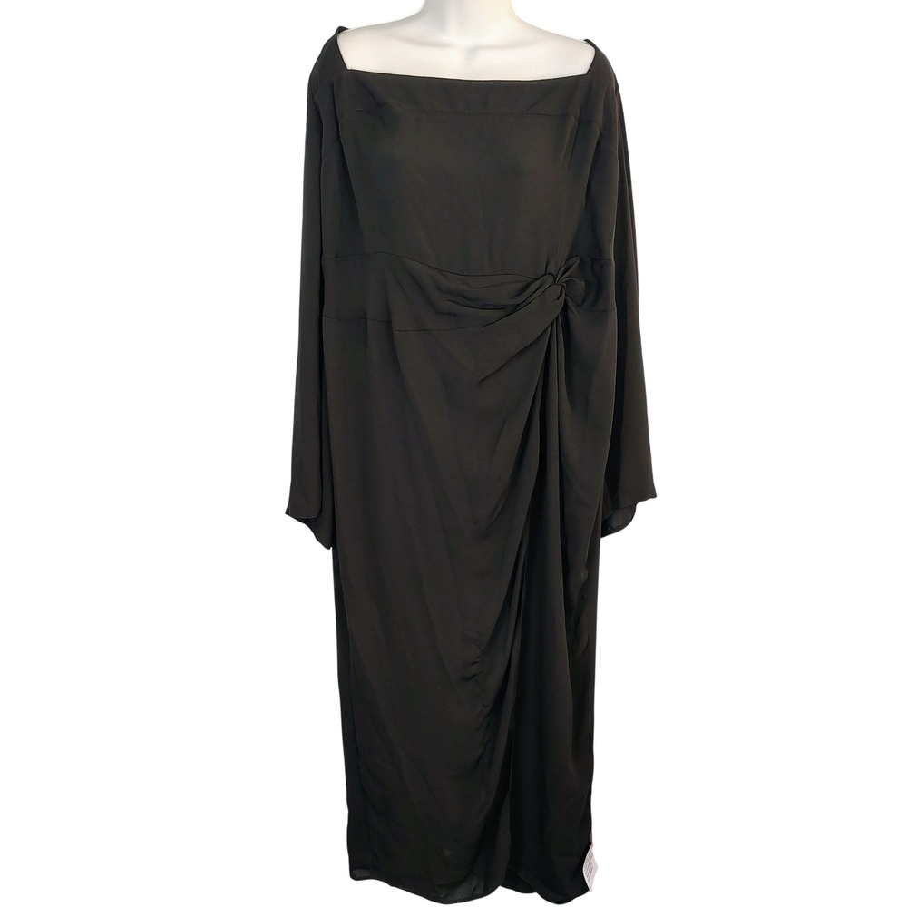 ASOS DESIGN Curve Black Off Shoulder Twist Front Maxi Dress US 18 whimsigoth